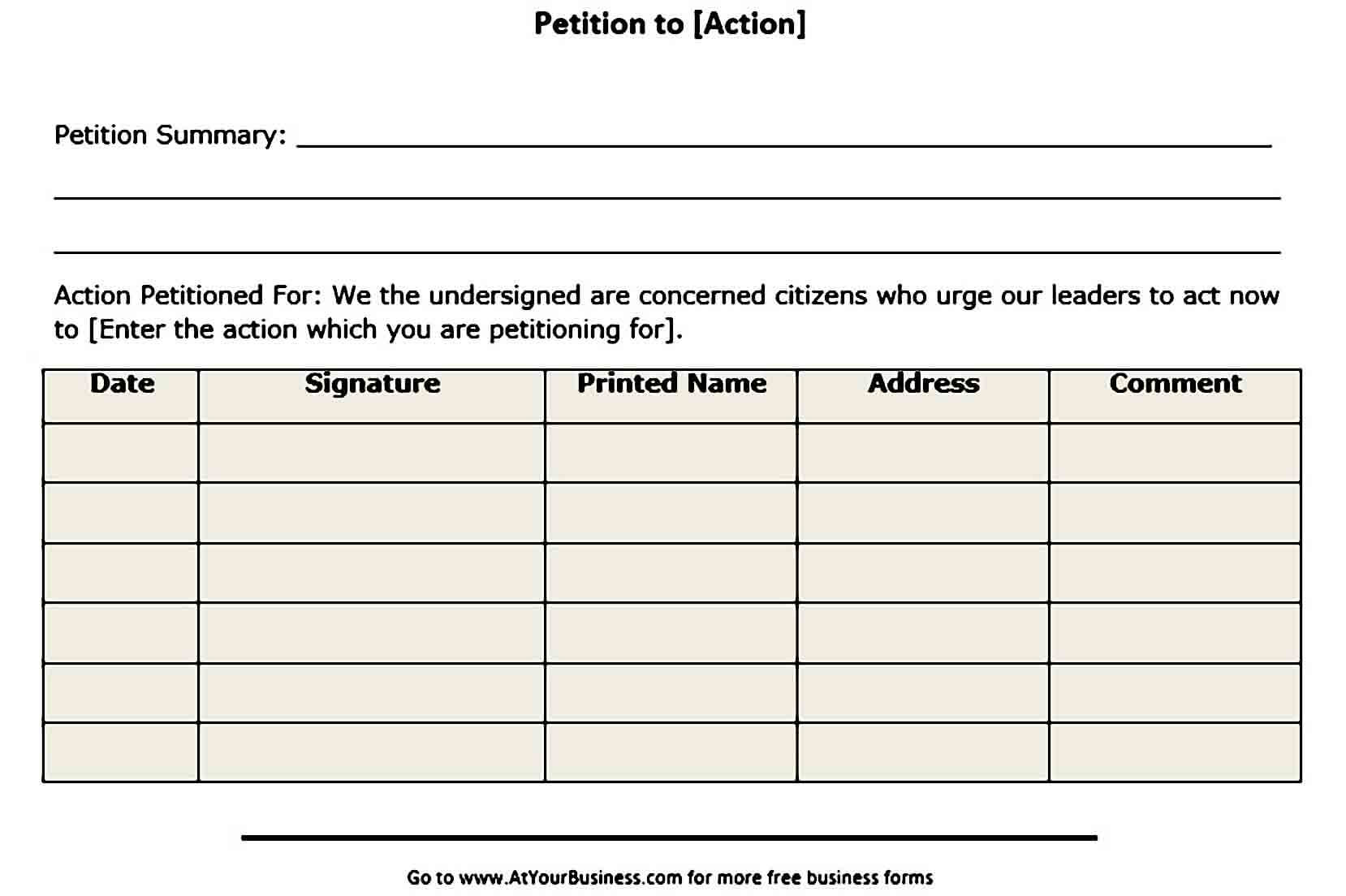 blank petition templates