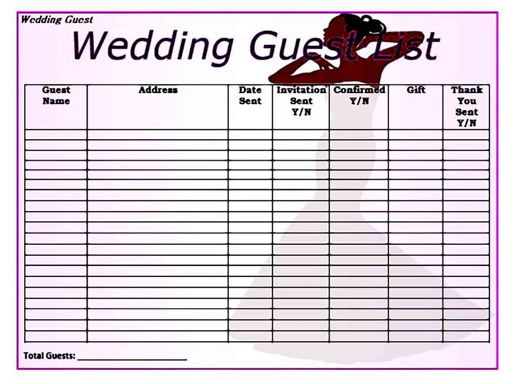 Sample Wedding Guest List Template | Mous Syusa