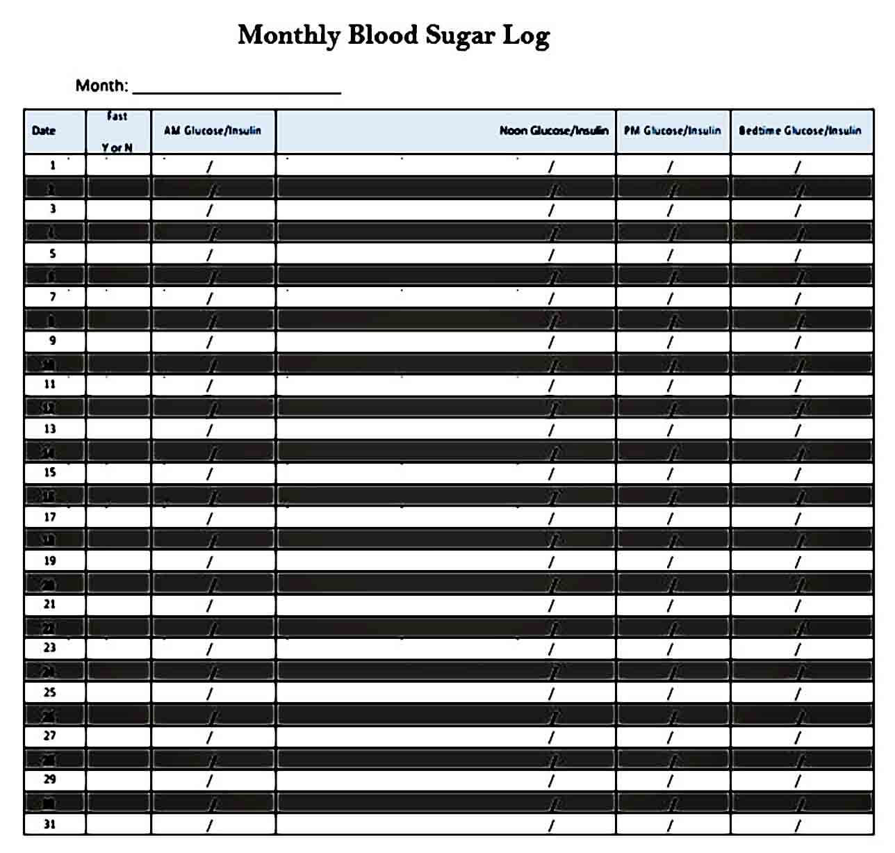 blood sugar flow sheets insulin