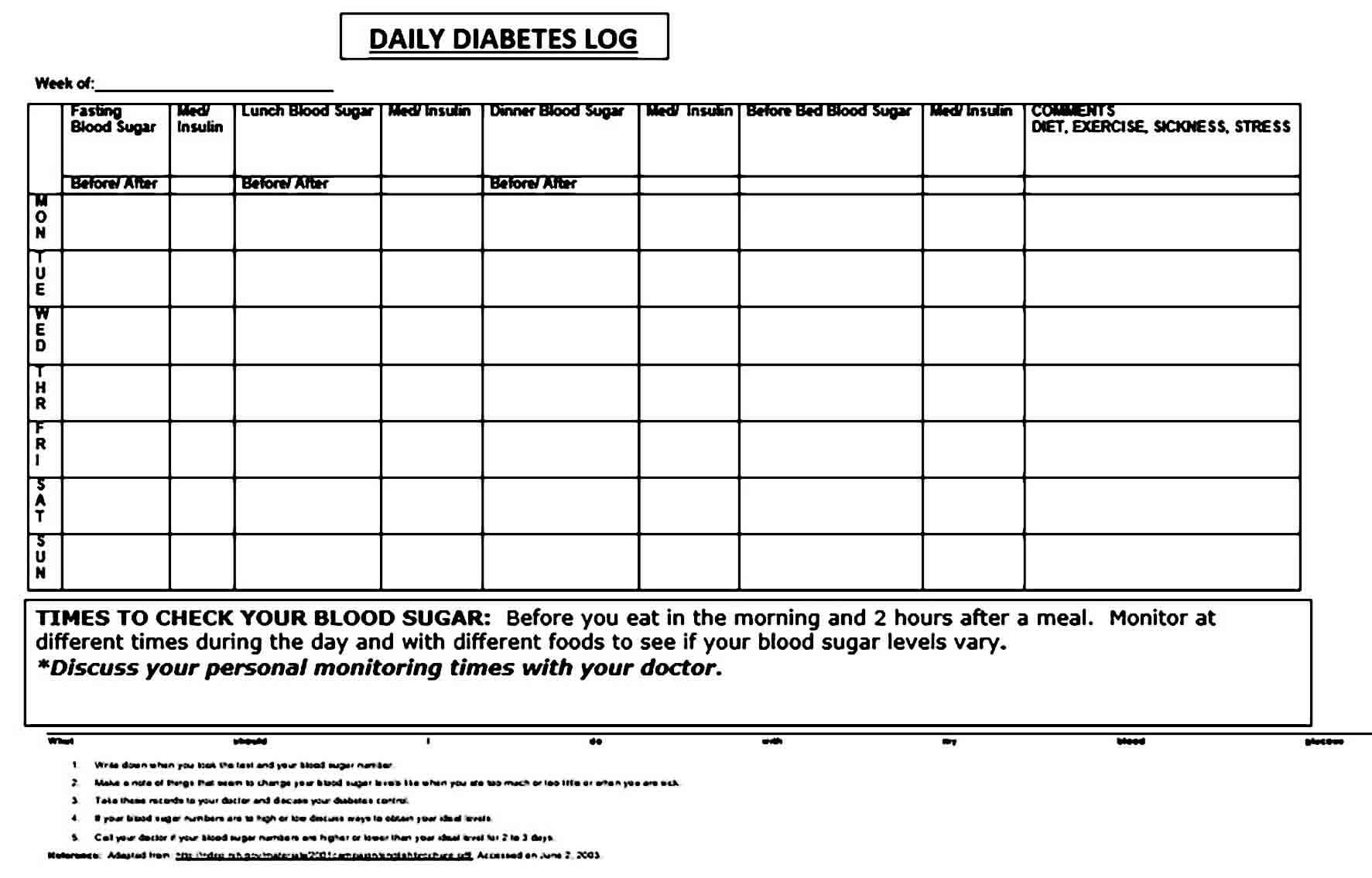 blood sugar log templates doc