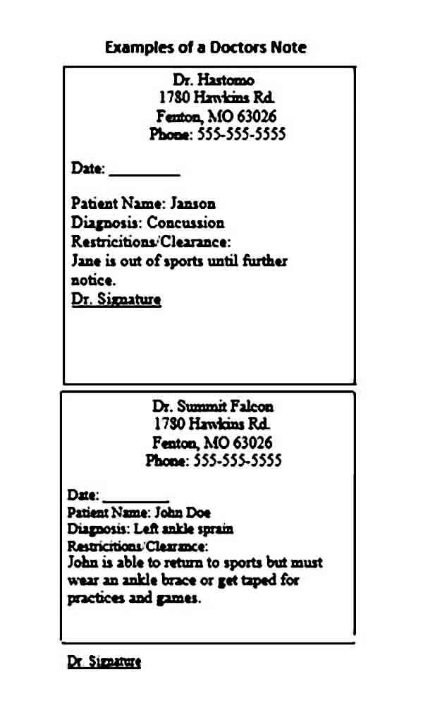 doctors note templates