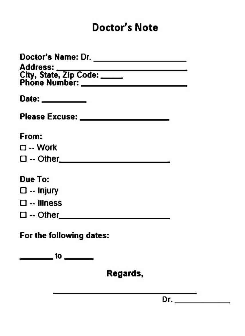 doctors note templates