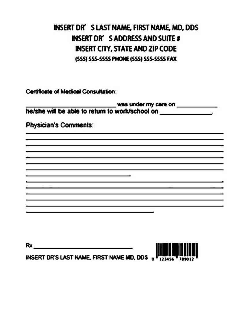 Sample Doctors Note Template