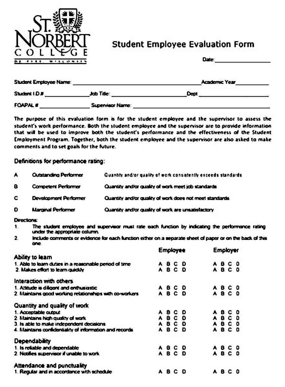 employee evaluation form example