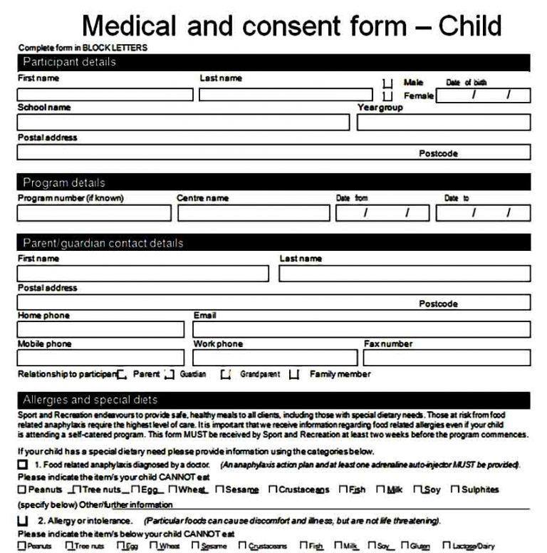 Sample Medical Consent Form | Mous Syusa