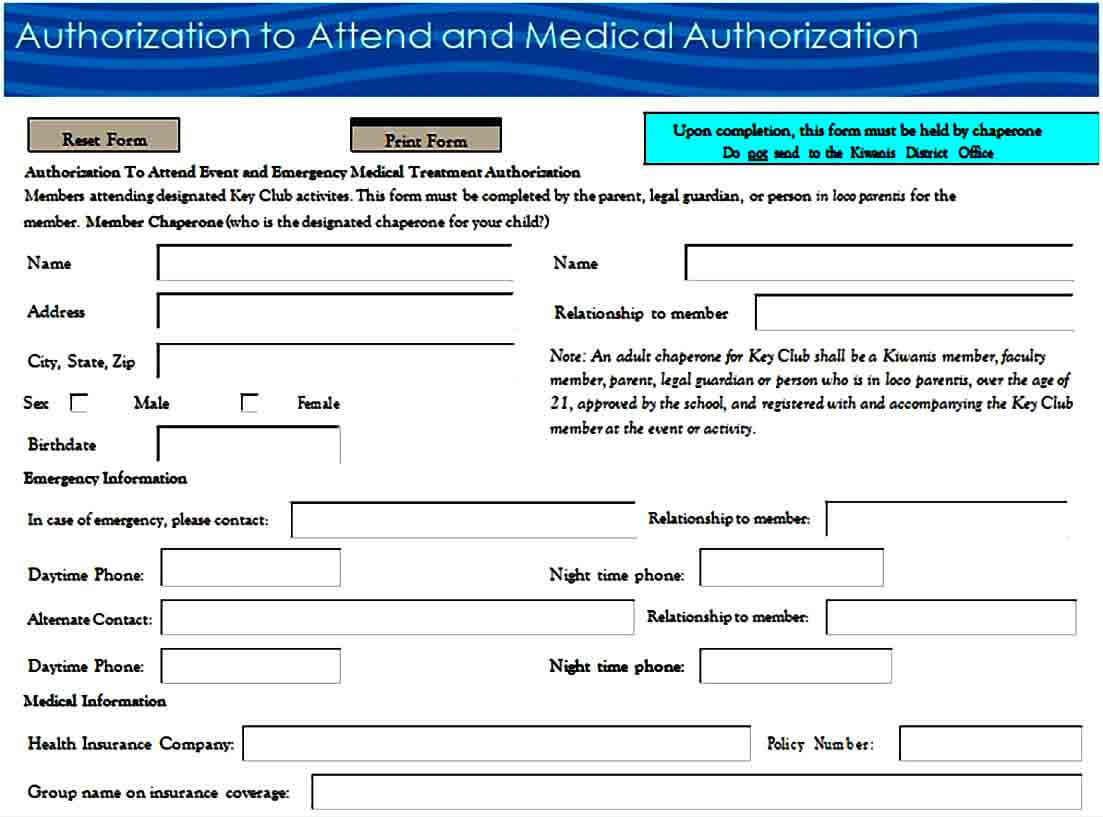 medical authorization form sample