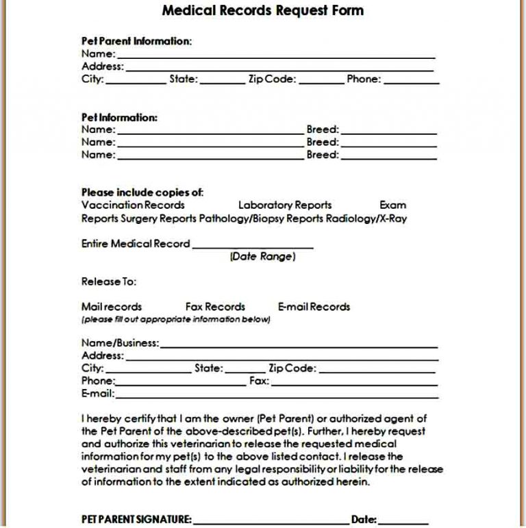 Sample Medical Records Request Form Mous Syusa