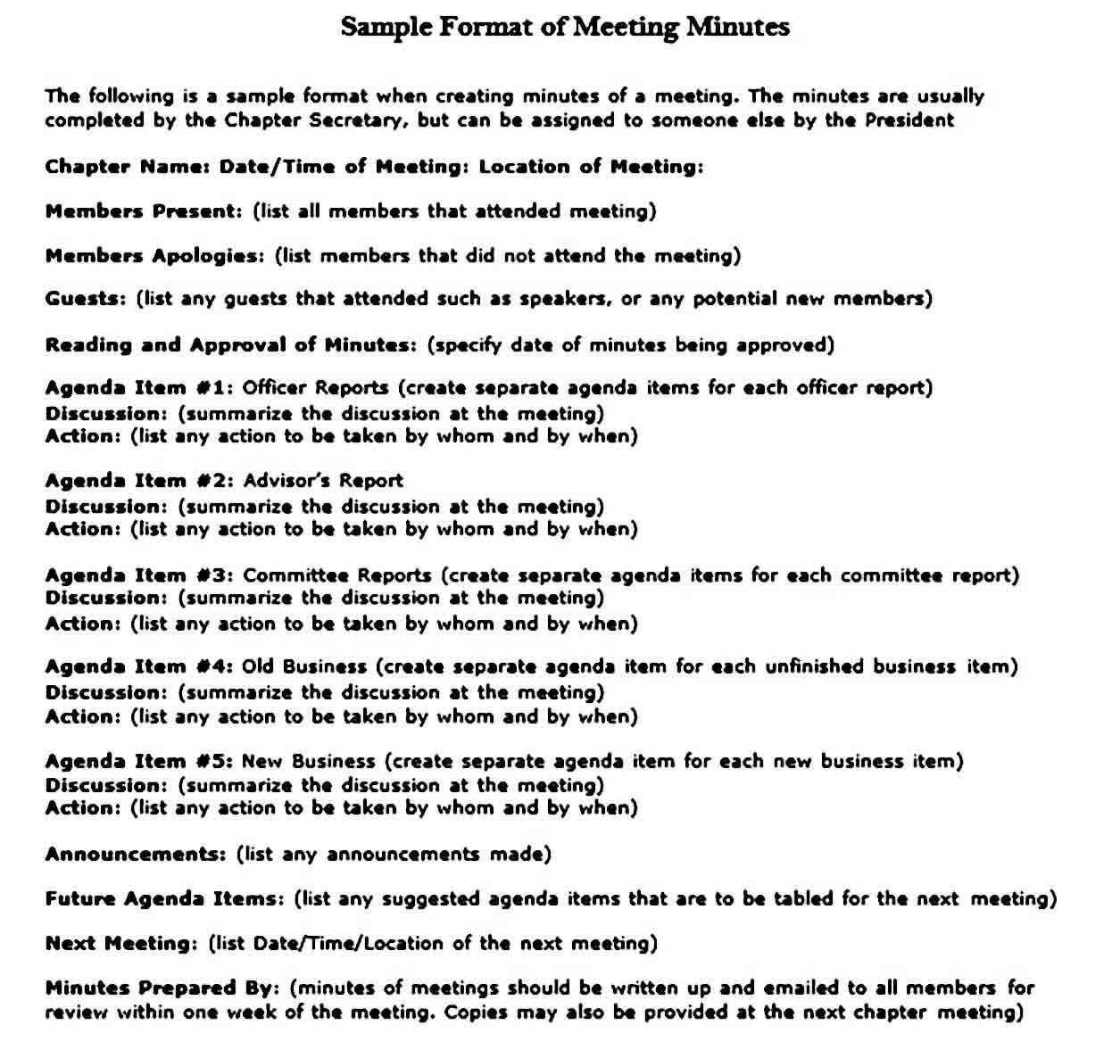 meeting minutes format