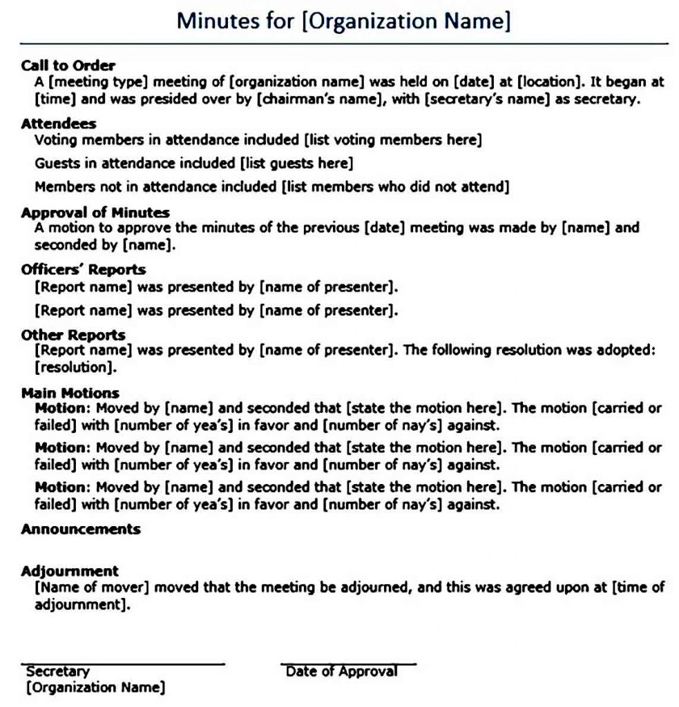 30 Example Of Meeting Minutes - Riset