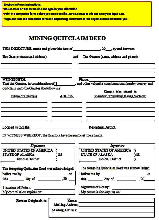 mining quitclaim deed form templates