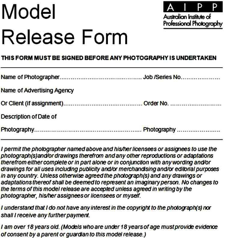 model talent release form