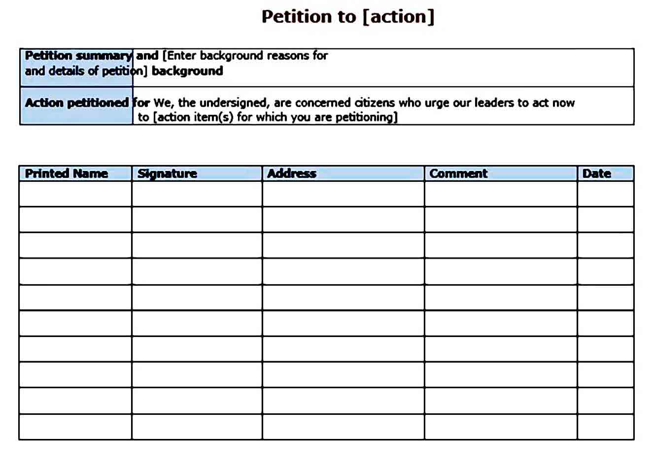 petition templates