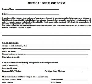 Medical Release Form Template | Mous Syusa