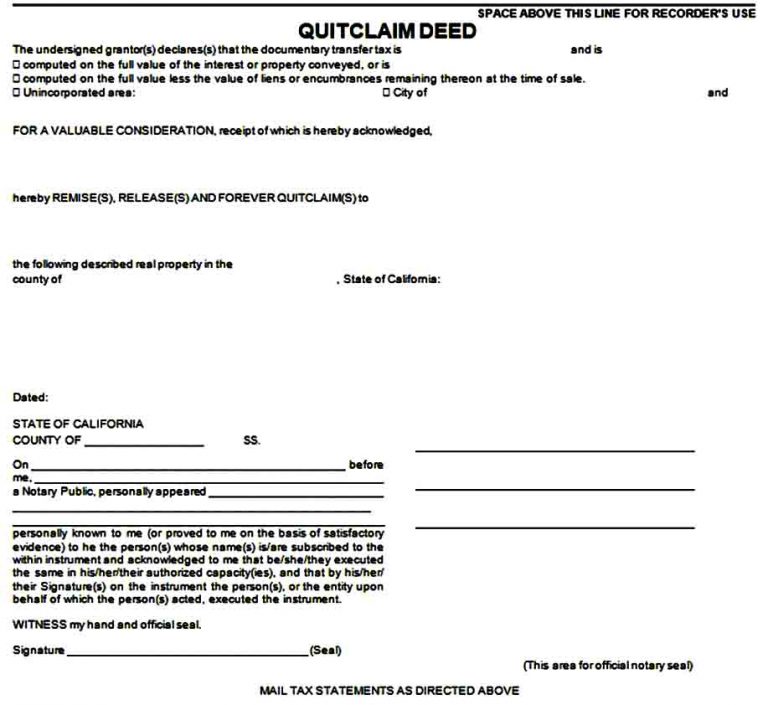 Sample Quitclaim Deed Form | Mous Syusa