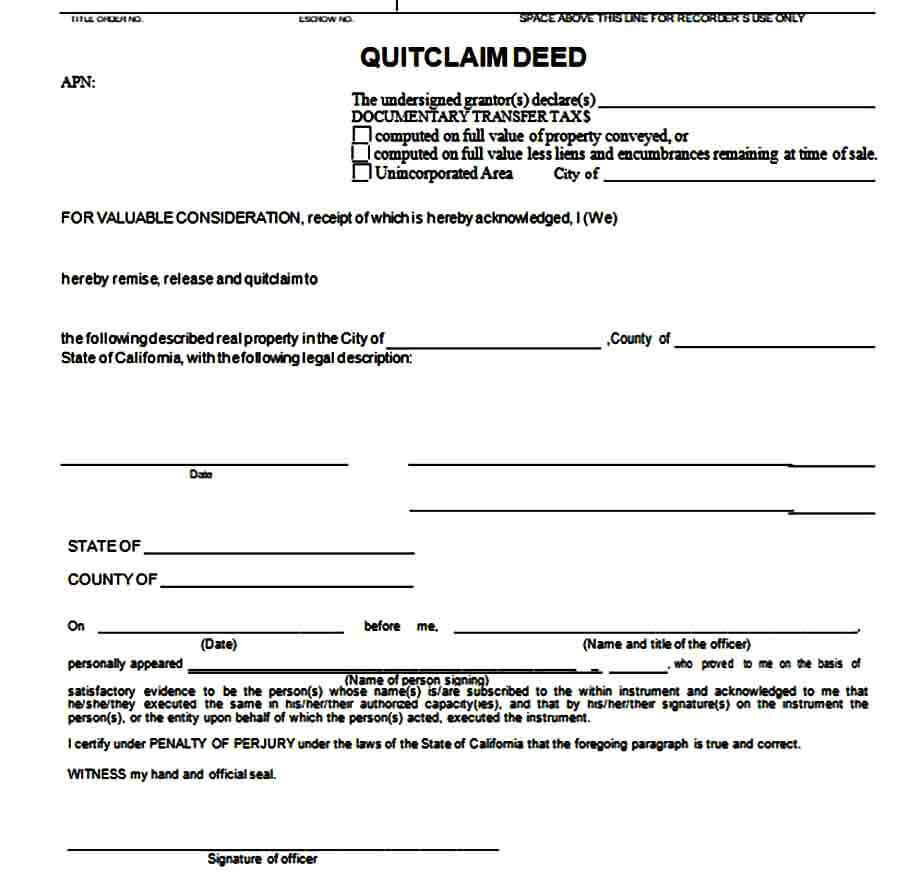 quitclaim deed form