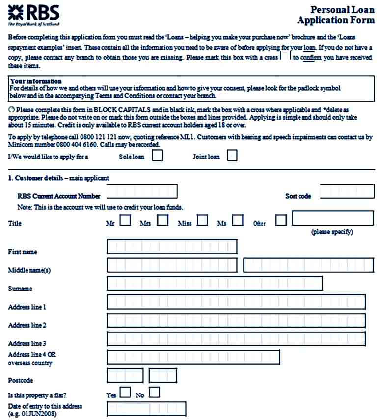 rbs personal loan agreement