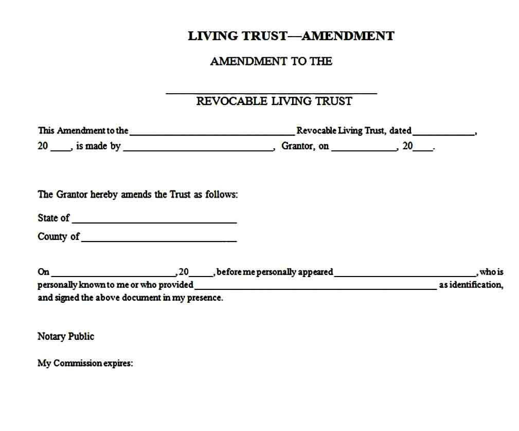 revocable trust amendment forms