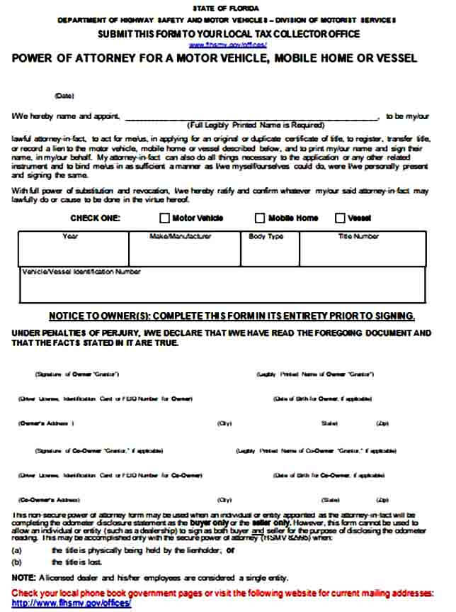 sample limited power of attorney form