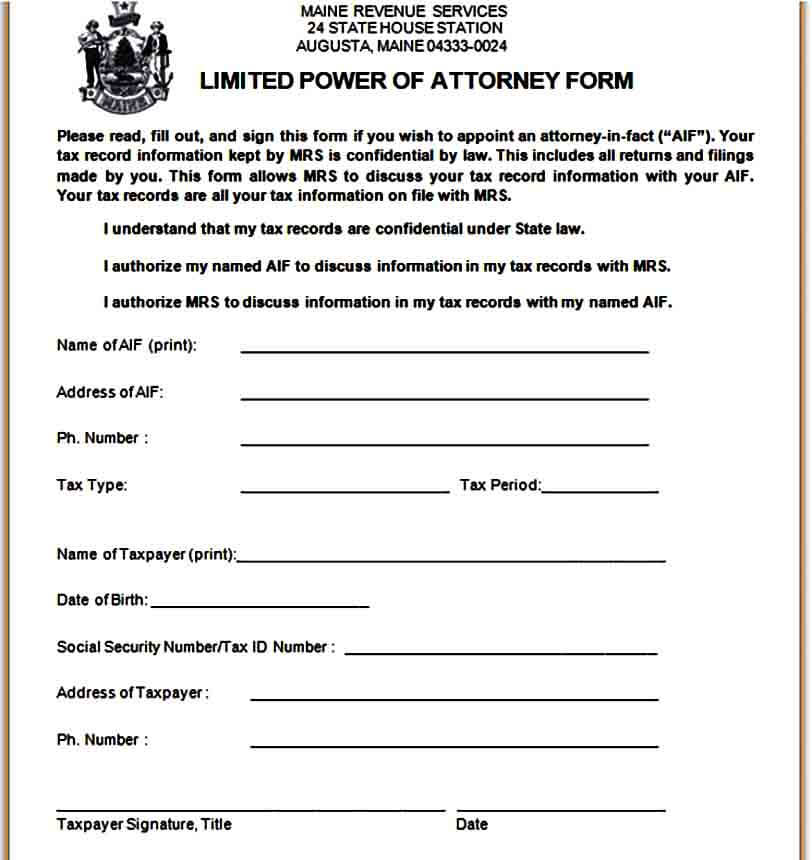 simple limited power of attorney form