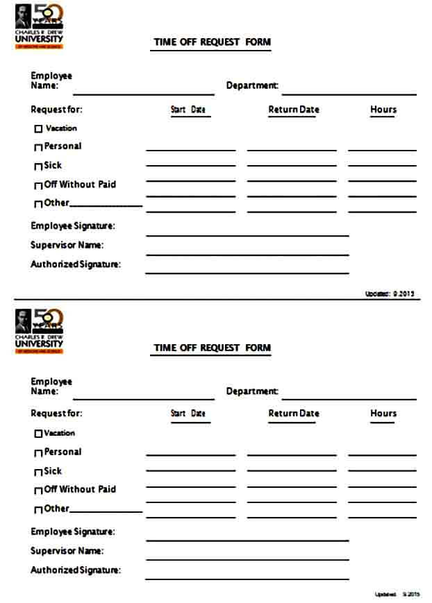 simple time off request form