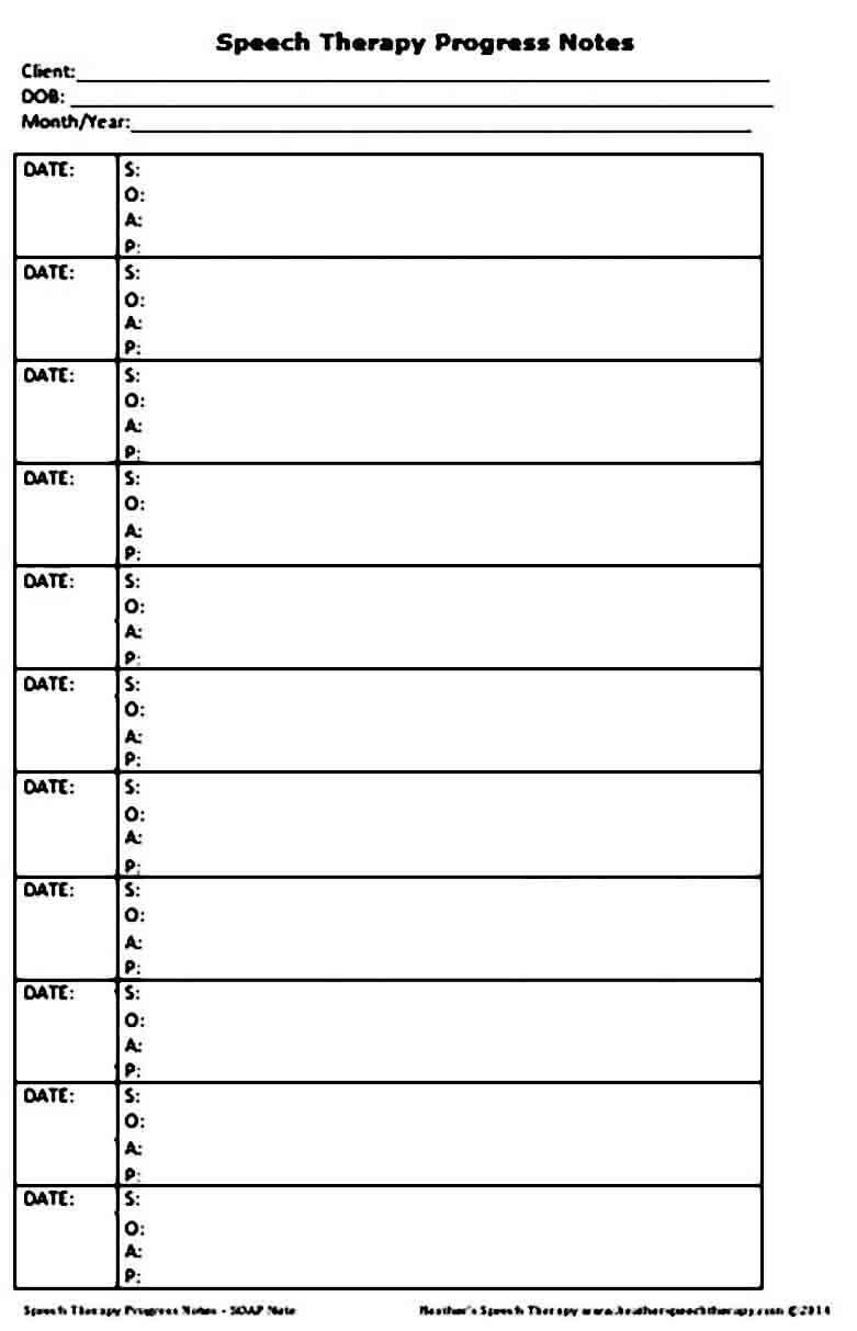 speech therapy notes templates