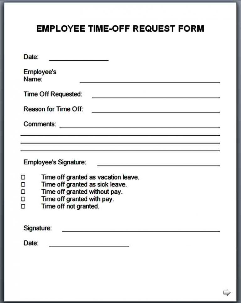 Time off Request Form Sample | Mous Syusa