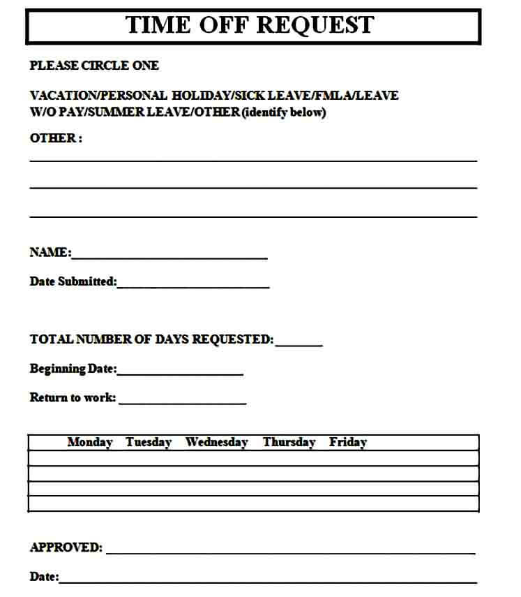 time off request form sample
