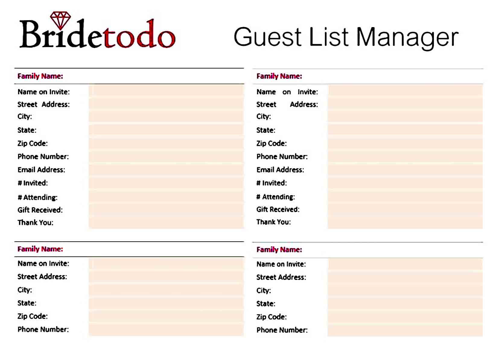 wedding guest list manager templates