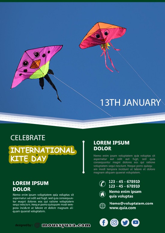 Free International Kites Day Flyer template design