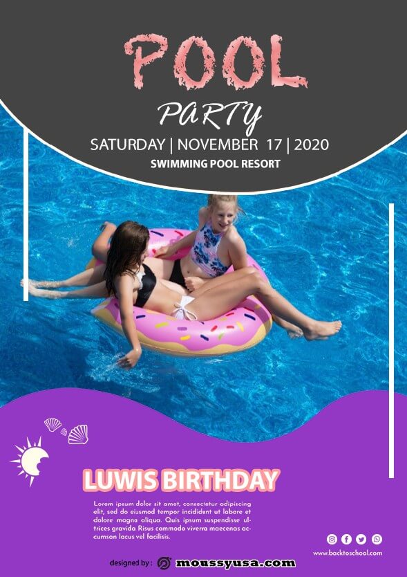 Pool Party Birthday template example