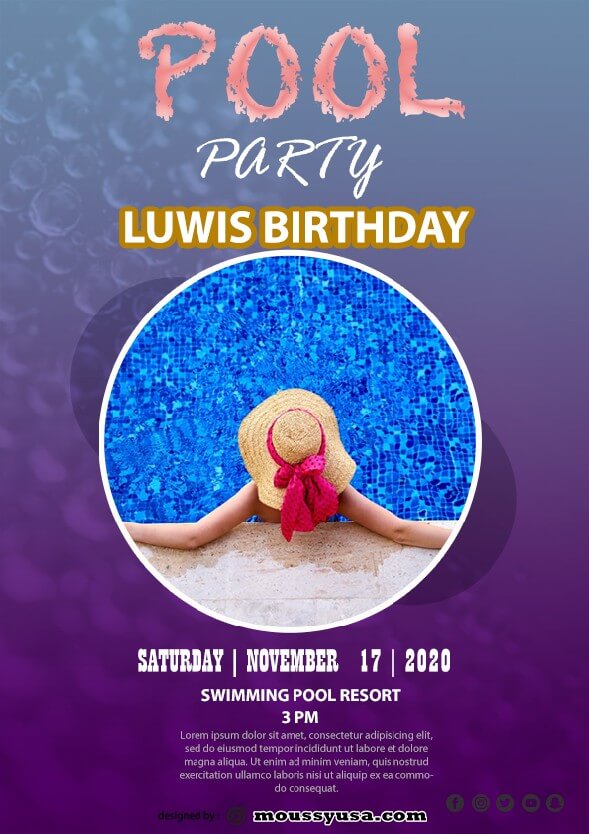 Pool Party Birthday template sample