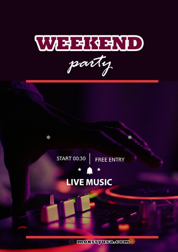 Weekend Night Party Flyer template example