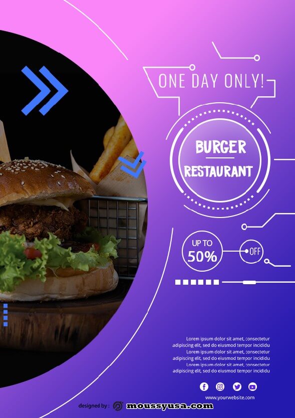 burger restaurant flyer template design