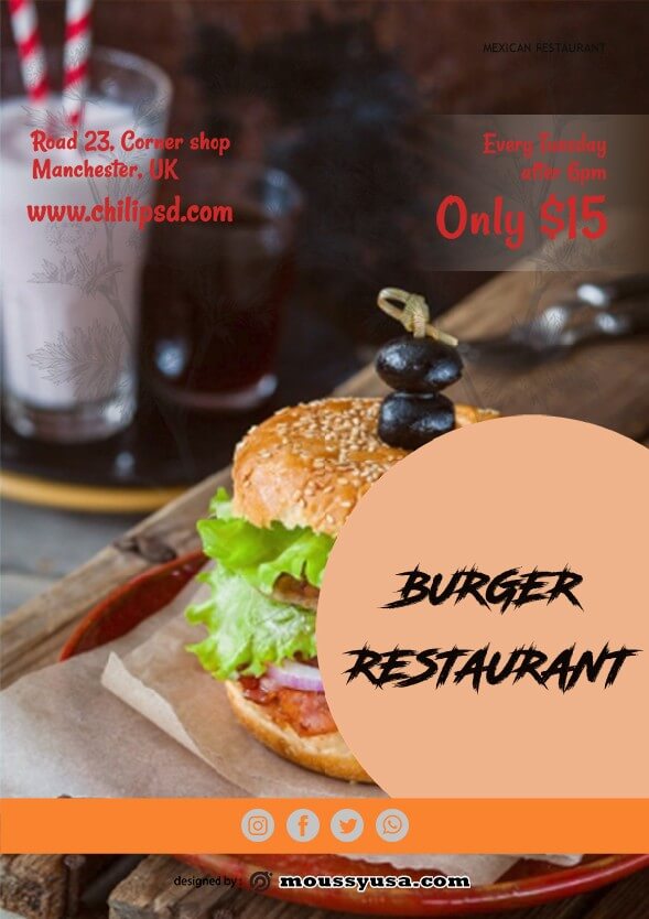 burger restaurant flyer template sample