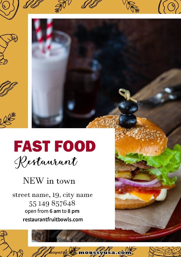 fast food restaurant flayer design template