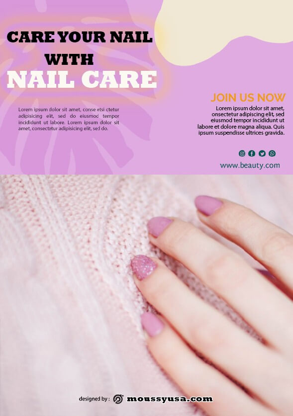 modern nail salon flyer template example Mous Syusa