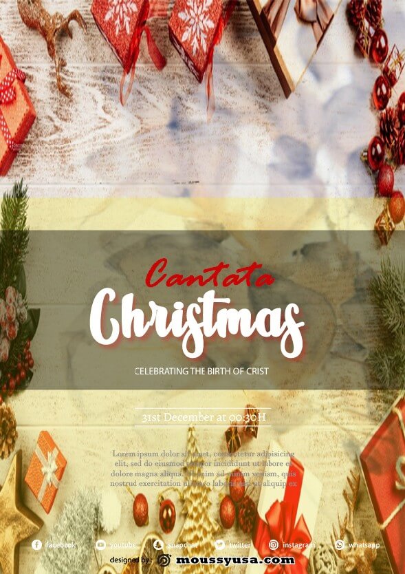 psd template for Christmas Church Flyer
