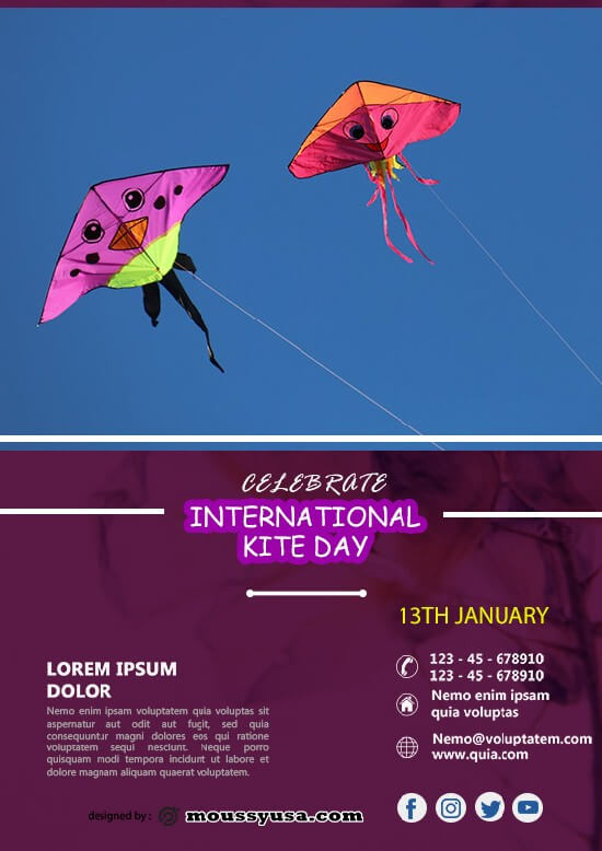 psd template for Free International Kites Day Flyer