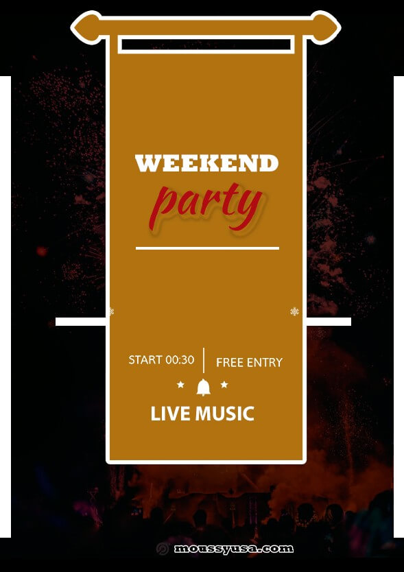 psd template for Weekend Night Party Flyer