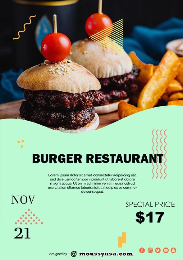 psd template for burger restaurant flyer