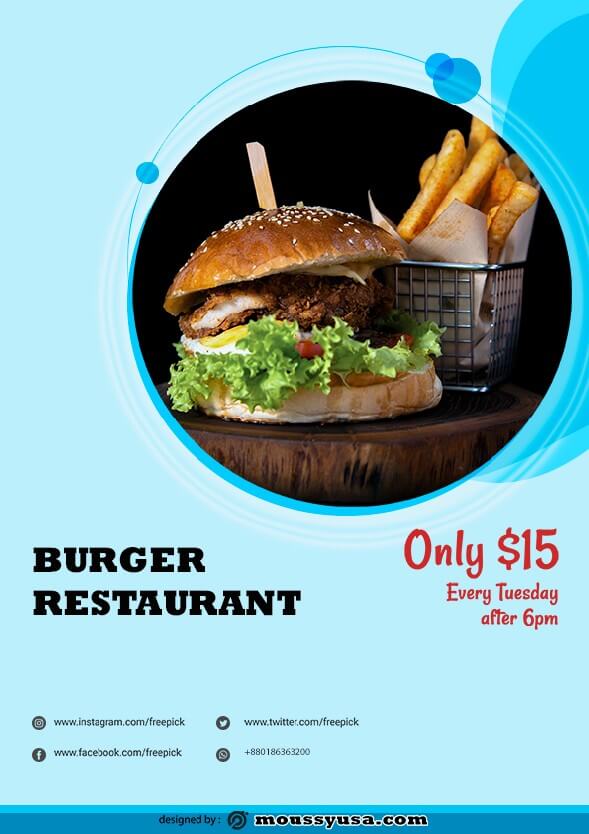 sample burger restaurant flyer templates