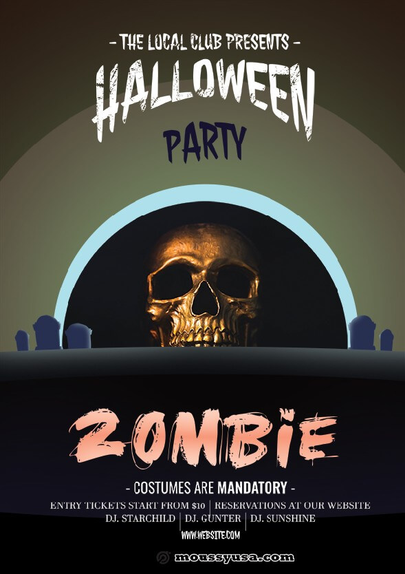 zombie halloween flayer design psd