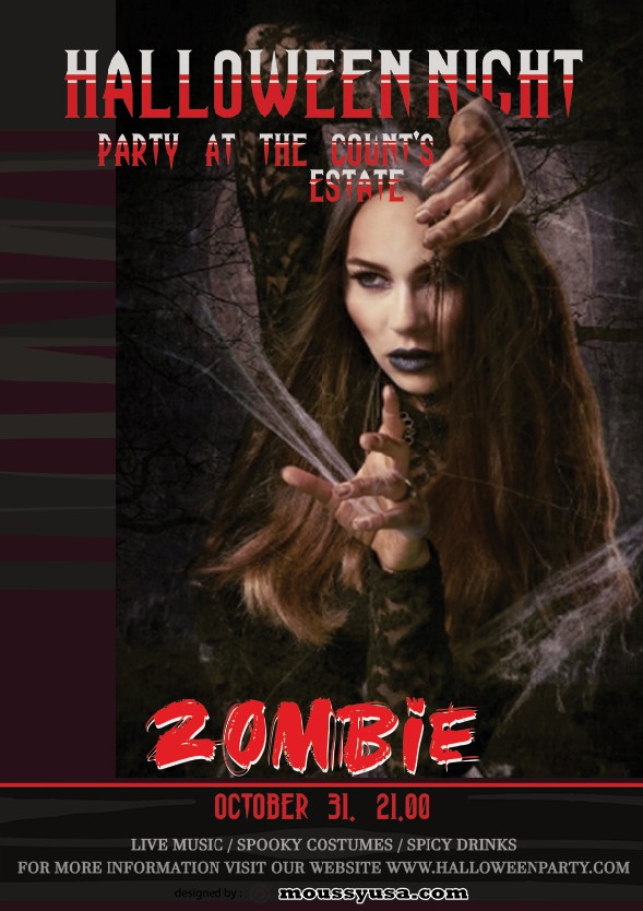 zombie halloween flayer design template