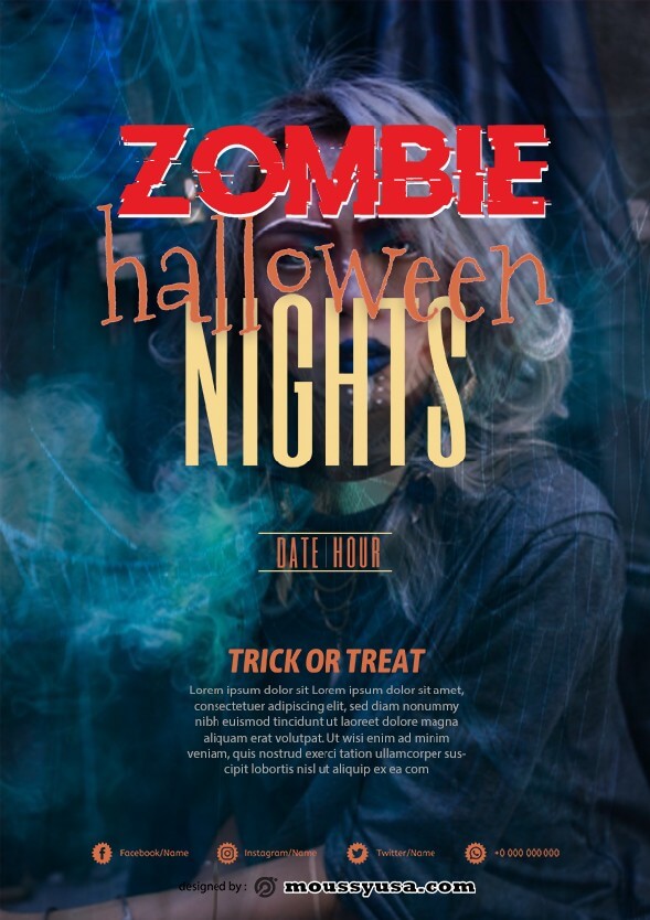 zombie halloween flayer template sample