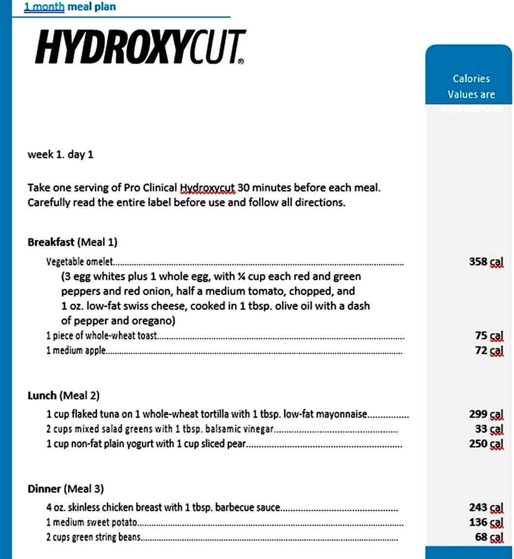 Templates Month Diet Meal Plan Te