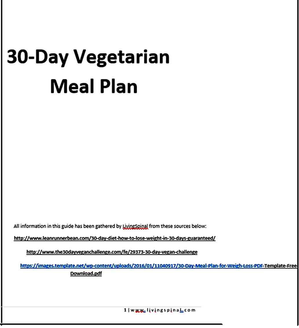 Templates Day Vegetarian Meal Plan
