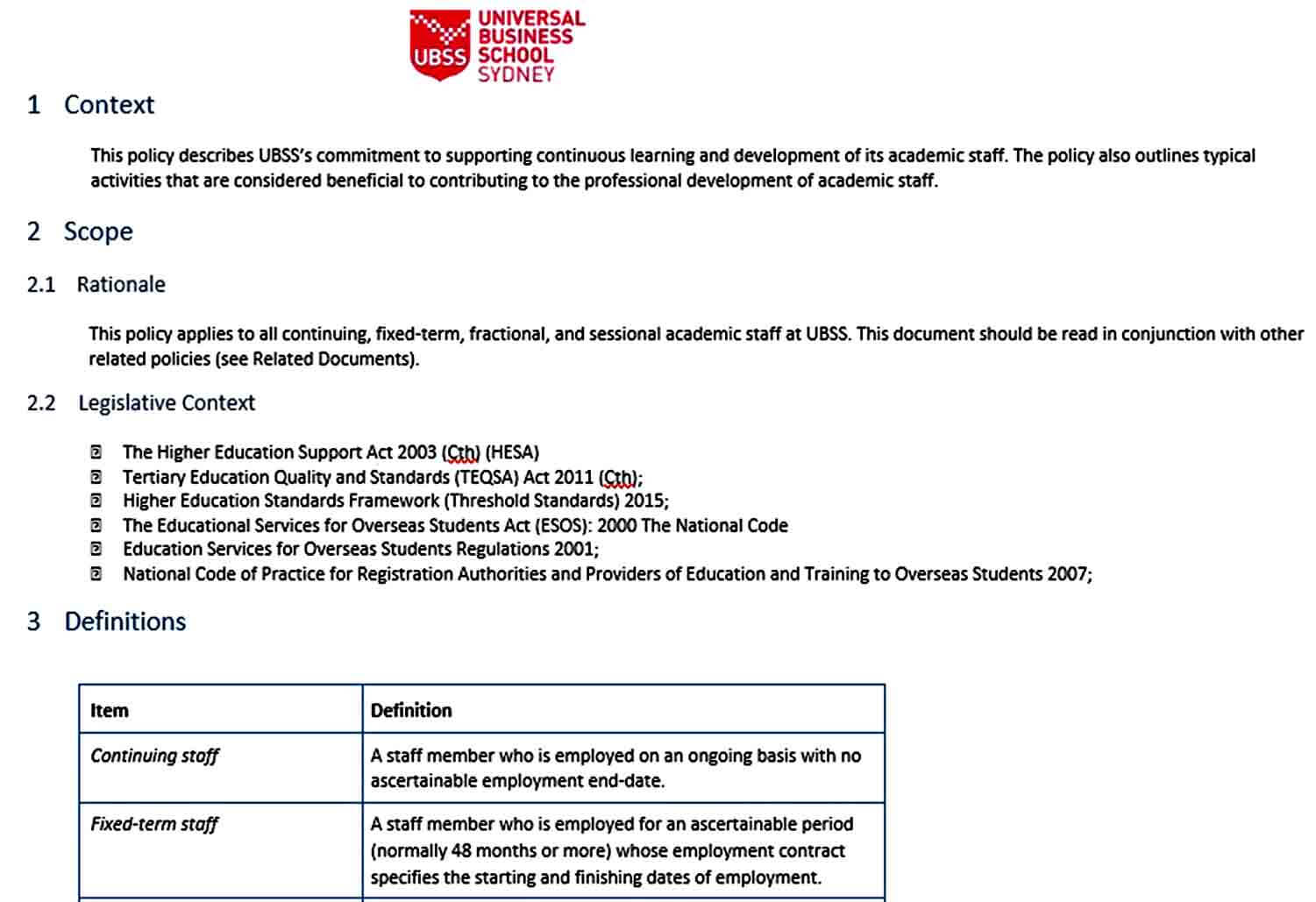 Templates Academic Staff Development