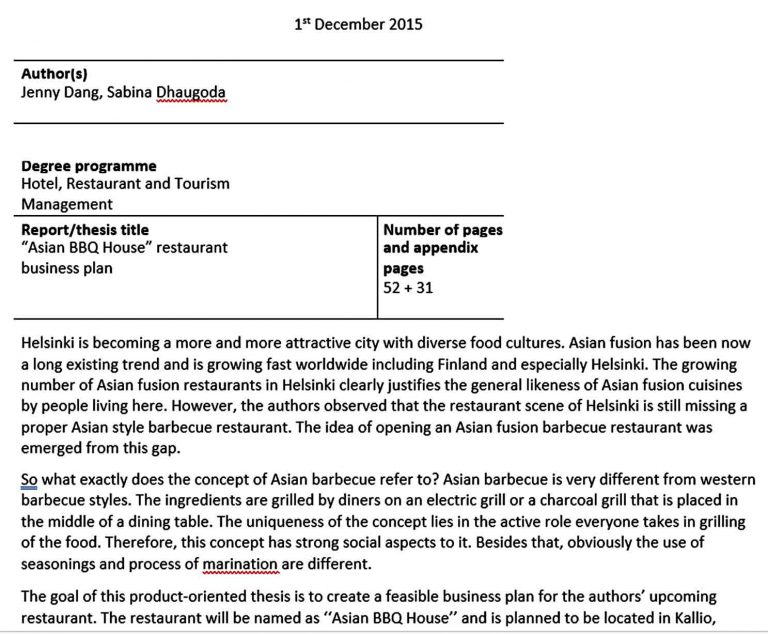 Sample business plan for catering picture
