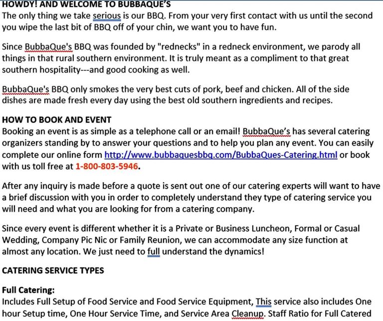 sample business plan for bbq catering