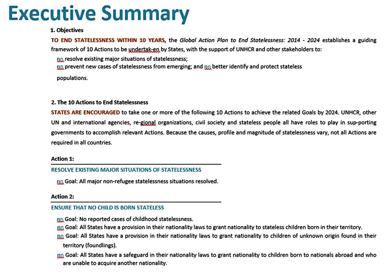 Templates Global Action Plan Template to End Statele